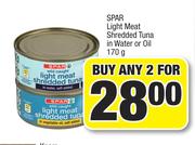 Spar Light Meat Shredded Tuna In Water Or Oil-2 x 170g