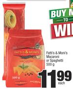 Fatti's & Moni's Macaroni Or Spaghetti-500g Each