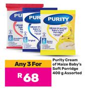 Purity Cream Of Maize Baby's Soft Porridge-For Any 3 x 400g