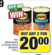 Koo Baked Beans In Tomato Sauce (Selected)-For Any 2 x 410g