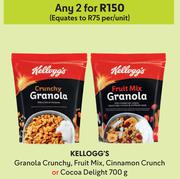 Kellogg's Granola Crunchy, Fruit Mix, Cinnamon Crunch Or Cocoa Delight-For Any 2 x 700g