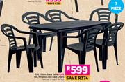 SAL 135cm Black Table PLUS SAL Kingston Low Back Chairs (7 Piece)