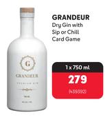 Grandeur Dry Gin With Sip Or Chill Card Game-750ml