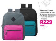 Assorted Quest  Colourtime Black/Turqoise Backpack-Each
