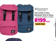 Discovery Top Loader 2 Clips Backpack (Pink Or Navy)-Each