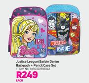 Justice League/Barbie Denim Backpack + Pencil Case Set-Each
