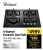 Whirlpool 4 Burner Ceramic Gas Hob Black GOA 6423 NB