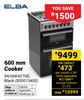 Elba 600mm Cooker Black 04/66K427GE