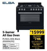 Elba 5 Burner All Gas Oven Black PL96CL-828