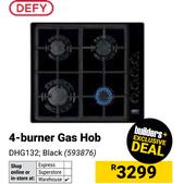 Defy 4 Burner Gas Hob Black DHG132