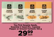 You First Sesame Seeds, Essential 4 Seed Mix, Cayenne Pepper Or Ground Turmeric 150g-Each