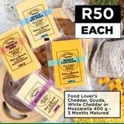 Food Lover's Cheddar, Gouda, White Cheddar Or Mozzarella-400g Each