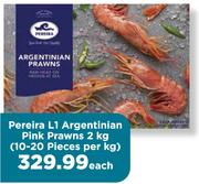 Pereira L1 Argentinian Pink Prawns (10-20 Pieces Per Kg)-2Kg Each
