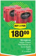 Strongbow Apple Ciders Red Berries Or Gold Apple Cans-For 2 x 6 x 440ml