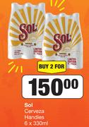 Sol Cerveza Handies-For 2 x 6 x 330ml