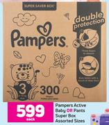 Pampers Active Baby Or Pants Super Box Assorted Sizes- Each