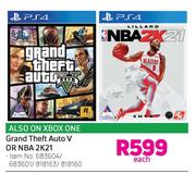 PS4 Grand Theft Auto V Or NBA 2K21-Each