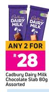 Cadbury Dairy Milk Chocolate Slab Assorted-For Any 2 x 80g