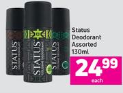 Status Deodorant Assorted-130ml Each