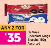 De Vries Chocolate Rings Biscuits Assorted-For 2 x 150g