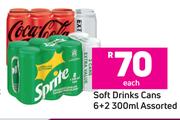 Soft Drinks Cans 6 + 2 Assorted-300ml Each