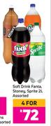 Soft Drink Fanta, Stoney, Sprite Assorted-For 4 x 2L
