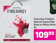 Overmeer Firebird Natural Sweet Red, Rose Or White Wine-5L