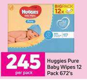 Huggies Pure Baby Wipes 12 Pack-672's Per Pack