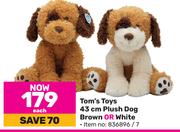 Tom's Toys 43cm Plush Dog Brown Or White-Each
