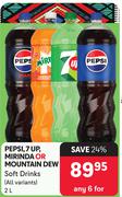 Pepsi, 7 Up, Mirinda Or Mountain Dew Soft Drinks All Variants-For Any 6 x 2L