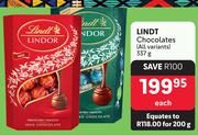 Lindt Chocolates All Variants-337g Each