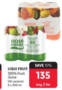Liqui Fruit 100% Fruit Juice All Variants-For 2 x 6 x 300ml