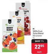 M 100% Fruit Juice Blend All Variants-1L Each