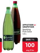 Appletiser Or Grapetiser Sparkling Fruit Juice-For Any 3 x 1.25L