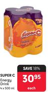 Super C Energy Drink-4 x 500ml Each