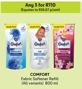 Comfort Fabric Softener Refill (All Variants)-For 3 x 800ml