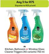 M Kitchen, Bathroom Or Window Glass Cleaner Triggers-For 3 x 750ml
