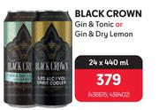 Black Crown Gin & Tonic Or Gin & Dry Lemon-24 x 440ml