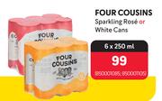 Four Cousins Sparkling Rose Or White Cans-6 x 250ml