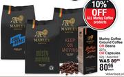 Marley Coffee Ground Coffee Or Beans 227g Or Capsules 52g Assorted-Each