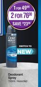 Dove Deodorant Spray Assorted-150ml
