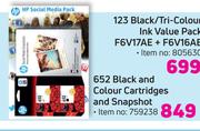 0HP 652 Black & Colour Cartridges & Snapshot