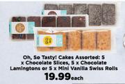Oh So Tasty Cakes: 5xChocolate Slices,5xChocolate Lamingtons Or 5xMini Vanilla Swiss Rolls-Each