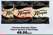 Mexicorn Beetroot,Gluten Free Or Spinach & Feta Wraps-Each