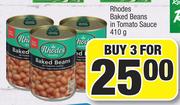 Rhodes Baked Beans In Tomato Sauce-For 3 x 410g