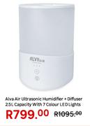 Alva 2.5L Capacity With 7 Colour LED Lights Air Ultrasonic Humidifier + Diffuser