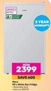 Mora 90L White Bar Fridge