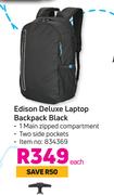 Edison Deluxe Laptop Backpack Black-Each