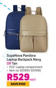 Supa Nova Pandora Laptop Backpack Navy Or Tan-Each