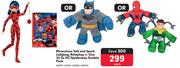 Miraculous Talk & Spark Ladybug, Roleplay Or Goo Jit Zu DC/Spiderman Double Pack-Each